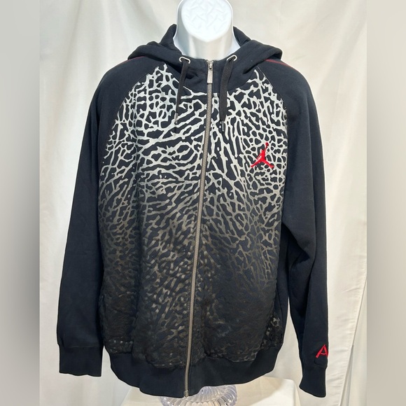 RETRO 90’s RARE AIR JORDAN ZIPPERED ELEPHANT PRINT SWEATSHIRT WITH POCKETS SZ LG - Picture 10 of 15